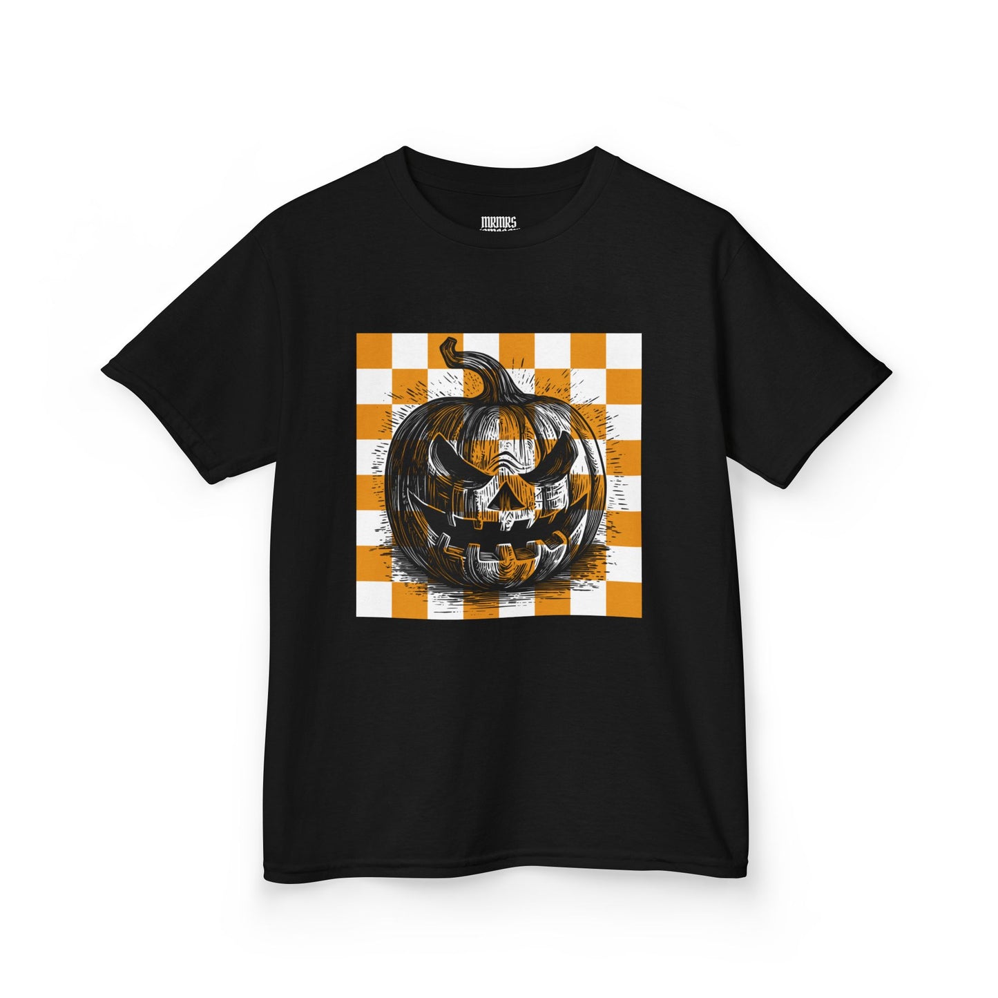 Matching Mini Orange Checkered Jack-O-Lantern Halloween T-Shirt, MRMRSJAMESON Shirts