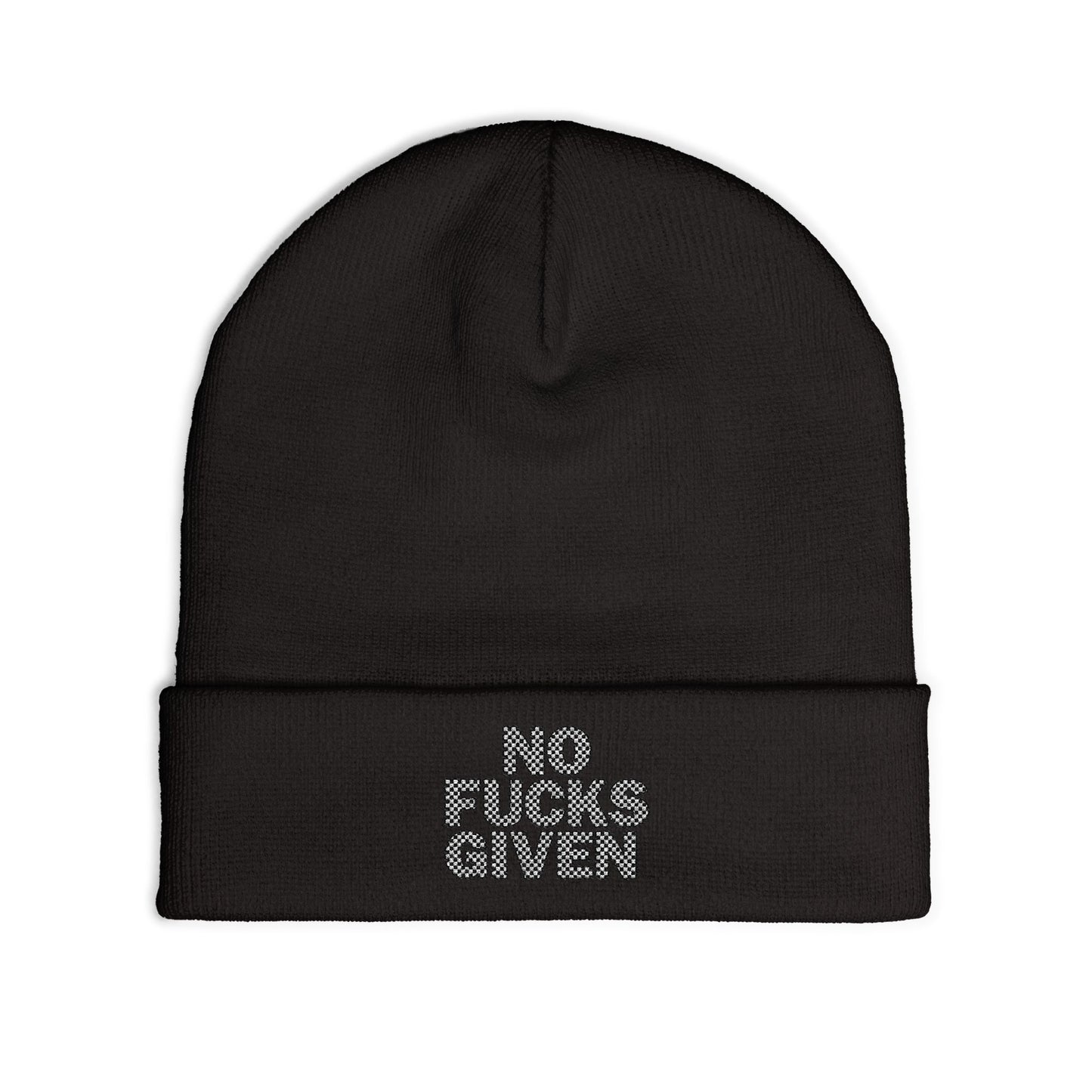 Checkered ‘No Fucks Given’ Embroidered Beanie, Winter Hats, MRMRSJAMESON Hats