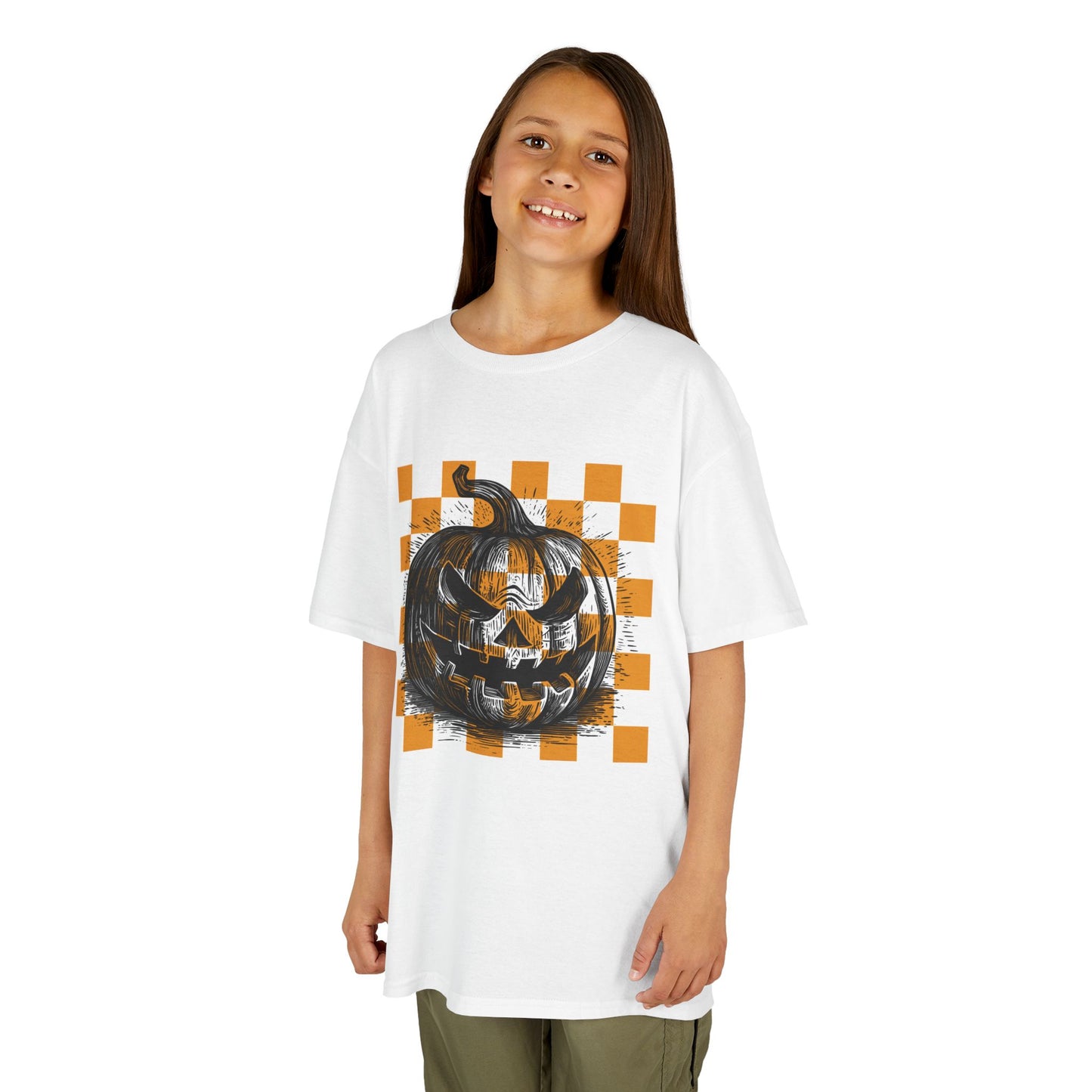 Matching Mini Orange Checkered Jack-O-Lantern Halloween T-Shirt, MRMRSJAMESON Shirts