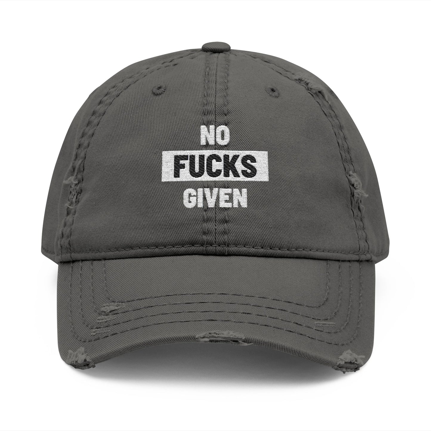 Distressed 'No Fucks Given' Embroidery Dad Hat