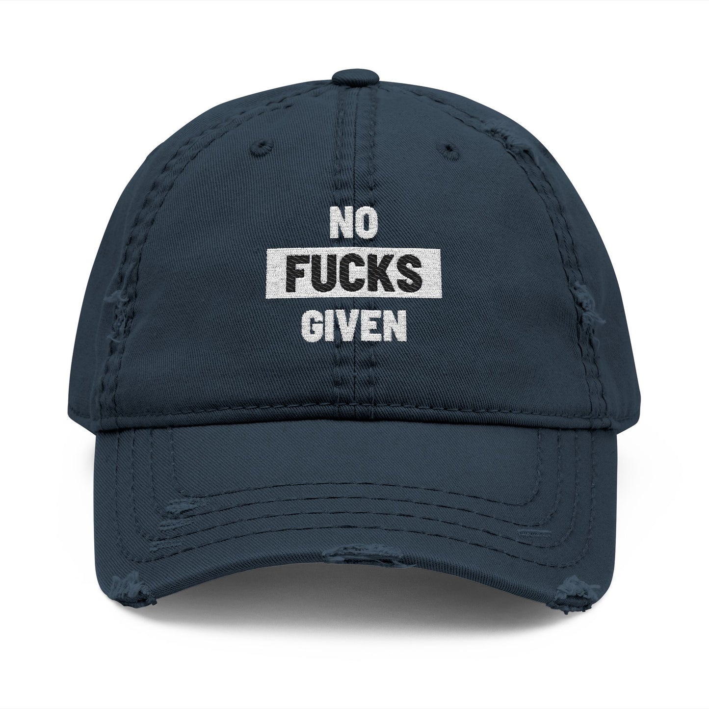 Distressed 'No Fucks Given' Embroidery Dad Hat