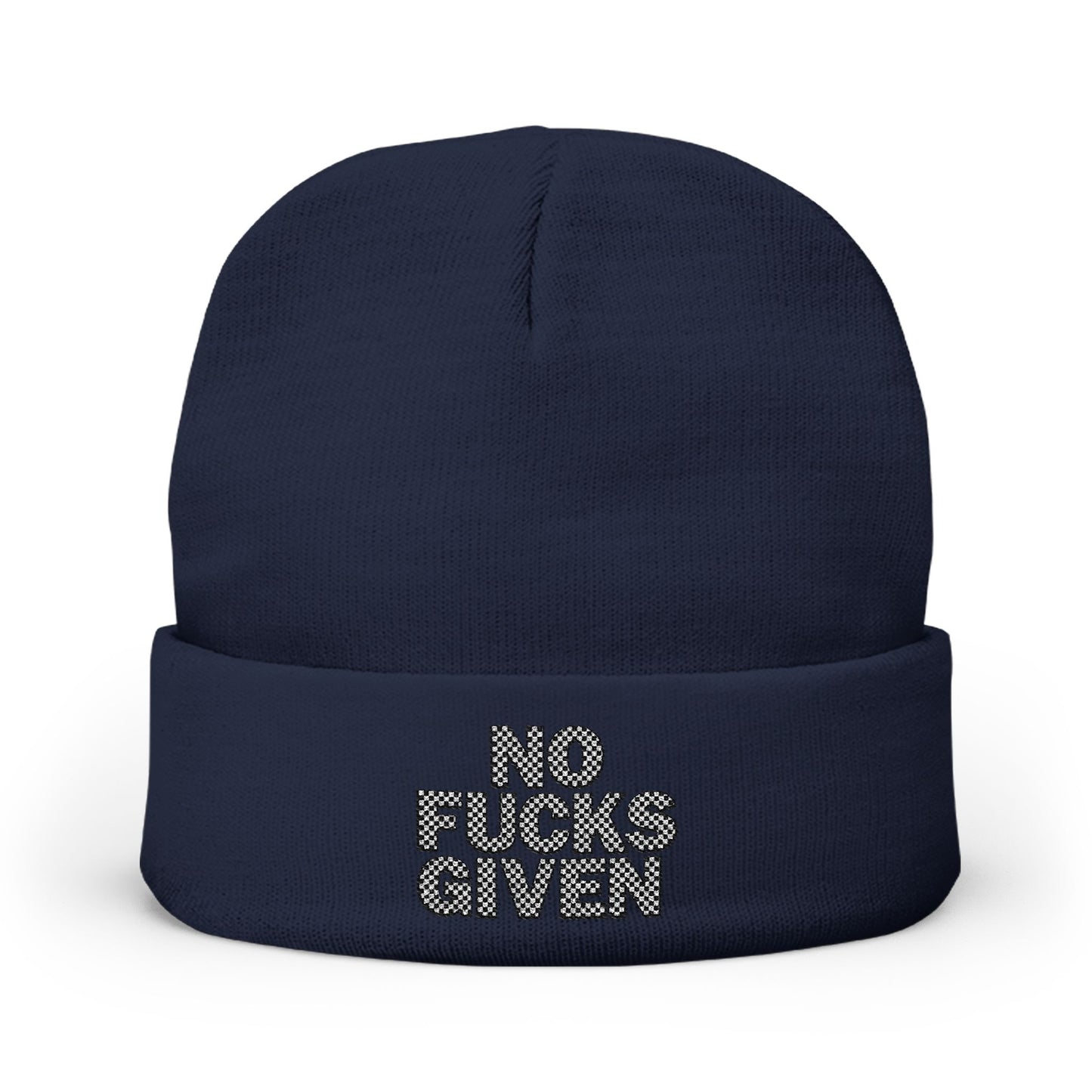 Checkered ‘No Fucks Given’ Embroidered Beanie, Winter Hats, MRMRSJAMESON Hats