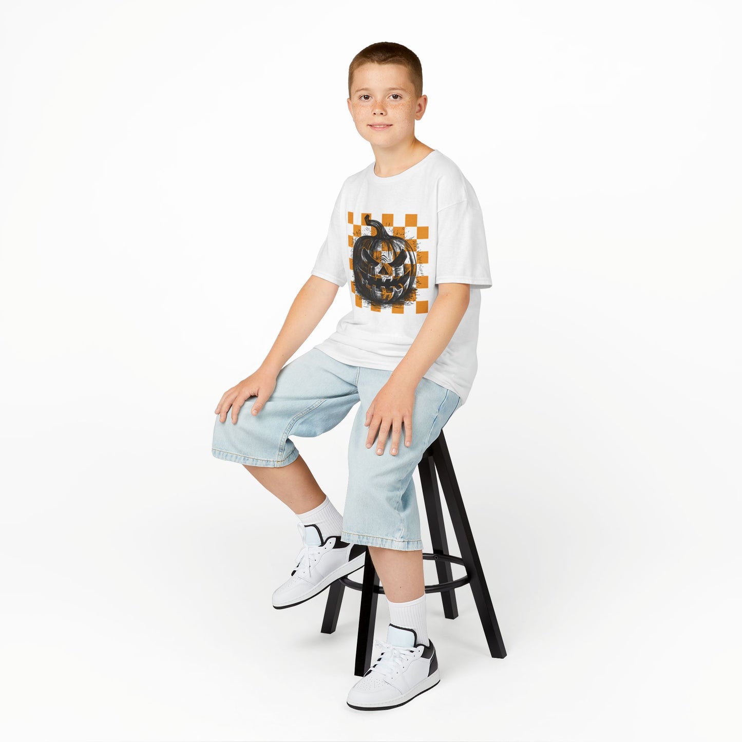 Matching Mini Orange Checkered Jack-O-Lantern Halloween T-Shirt, MRMRSJAMESON Shirts