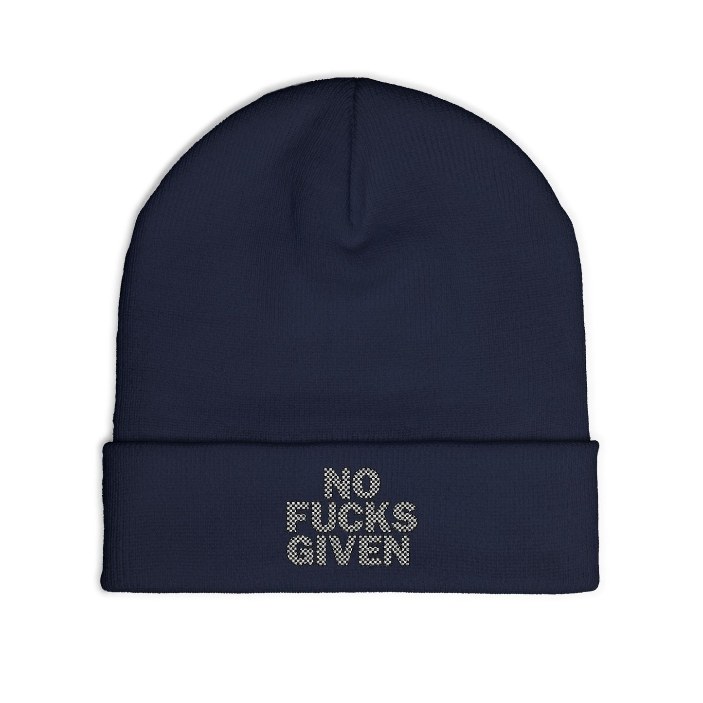 Checkered ‘No Fucks Given’ Embroidered Beanie, Winter Hats, MRMRSJAMESON Hats