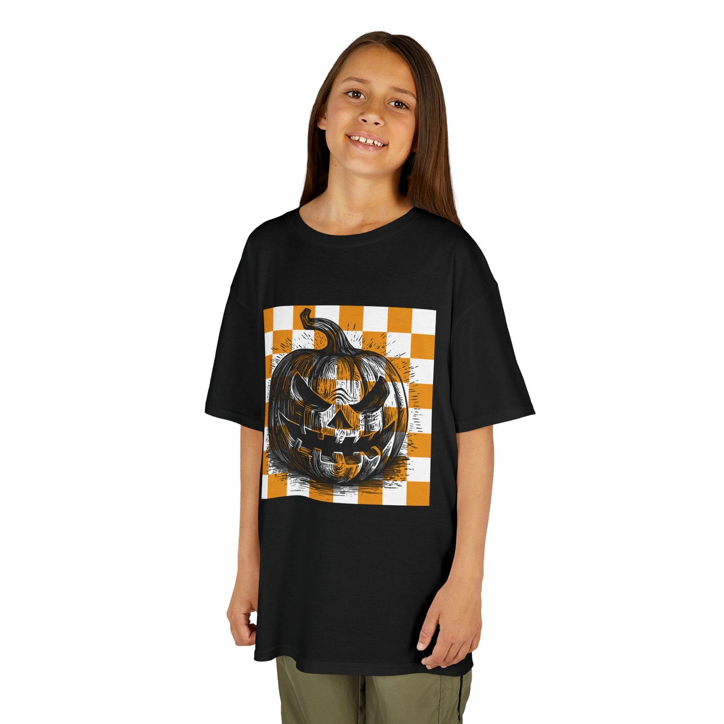 Matching Mini Orange Checkered Jack-O-Lantern Halloween T-Shirt, MRMRSJAMESON Shirts