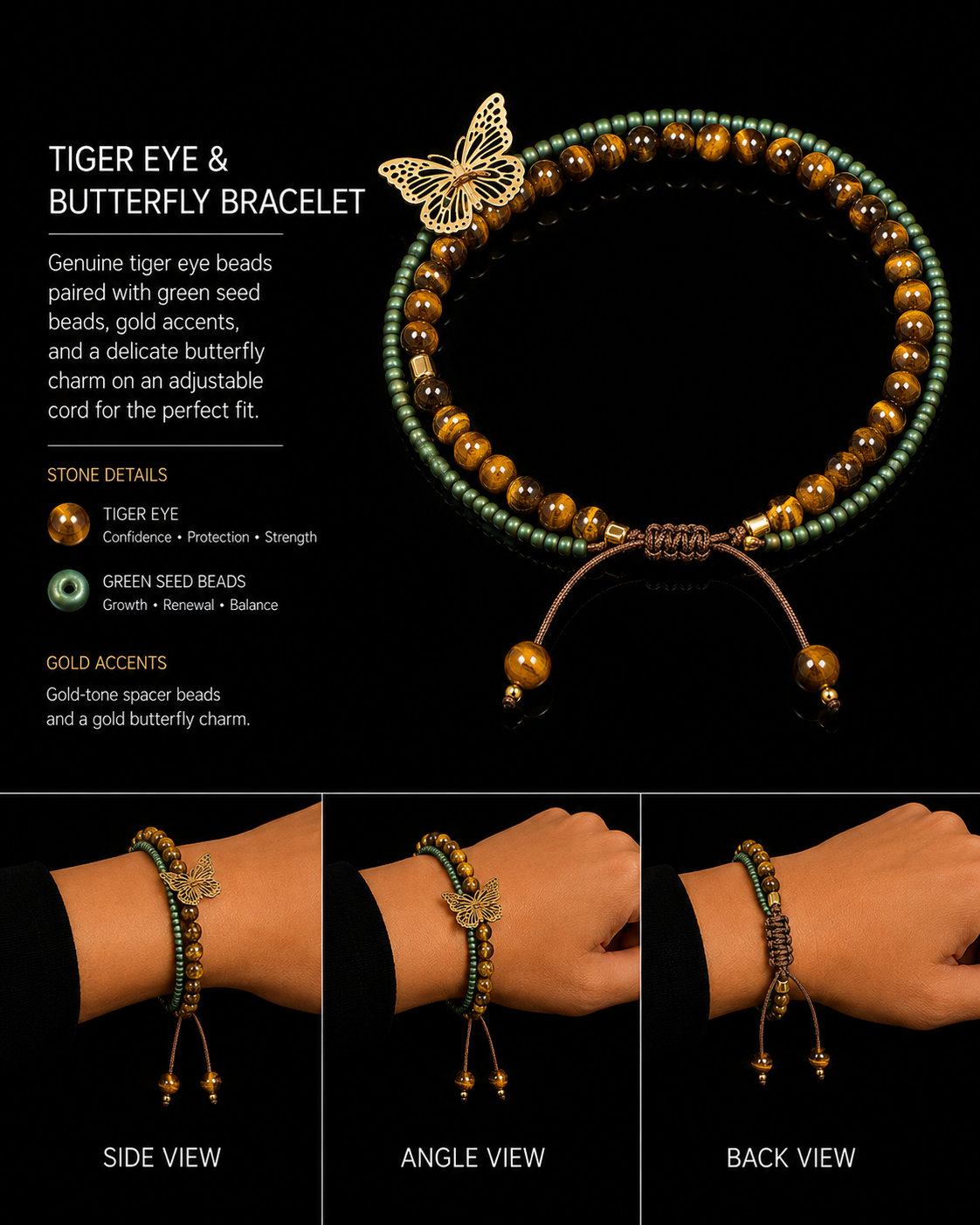 Healing Tigers Eye Butterfly Bracelet