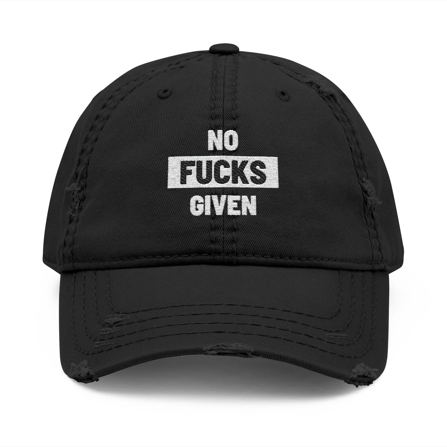 Distressed 'No Fucks Given' Embroidery Dad Hat