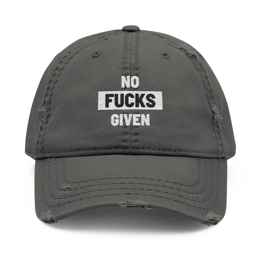 Distressed 'No Fucks Given' Embroidery Dad Hat