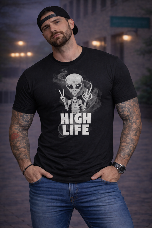 High Life Alien Shirt – Funny Weed UFO Graphic Tee