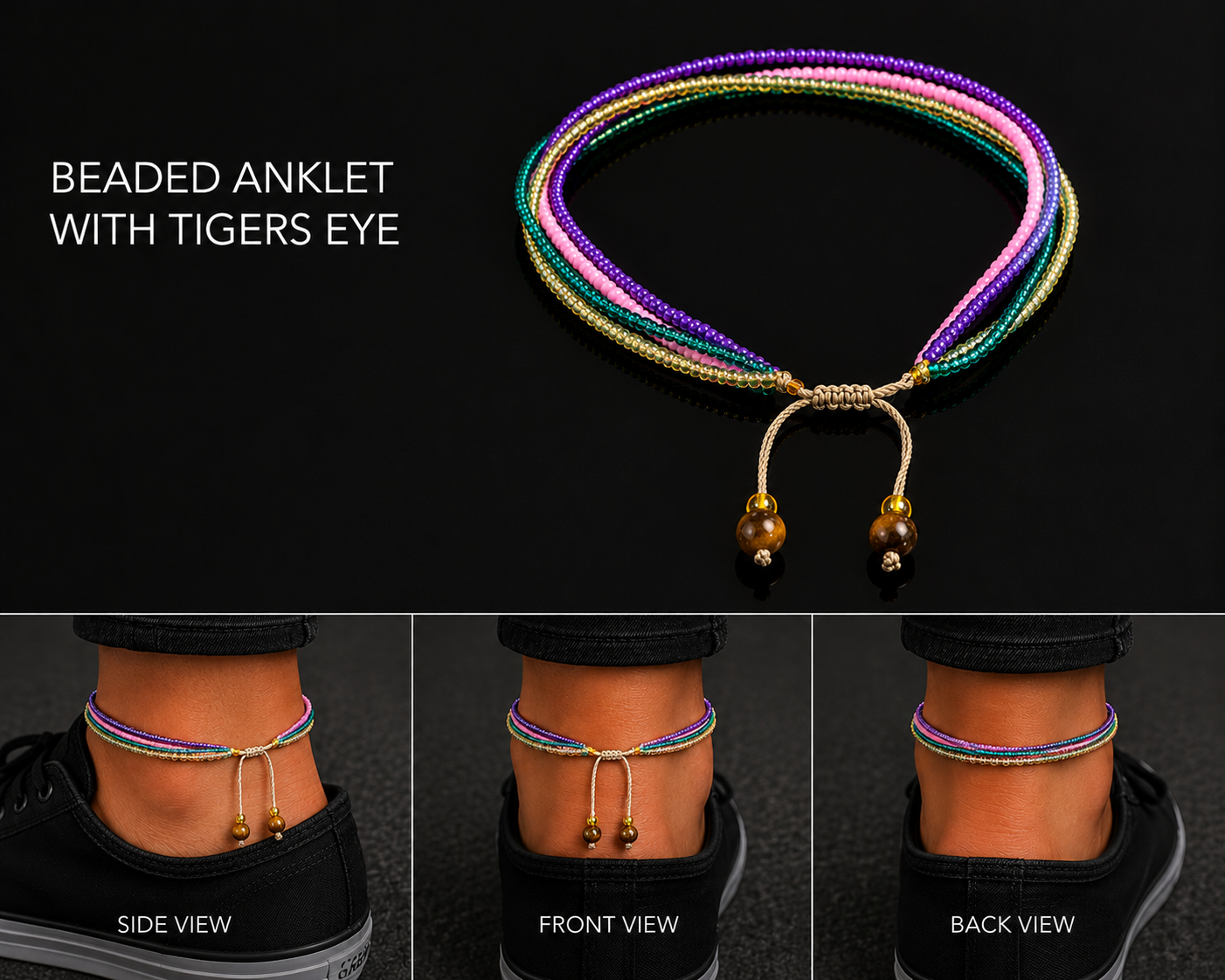 Sunset Tide Tigers Eye Anklet