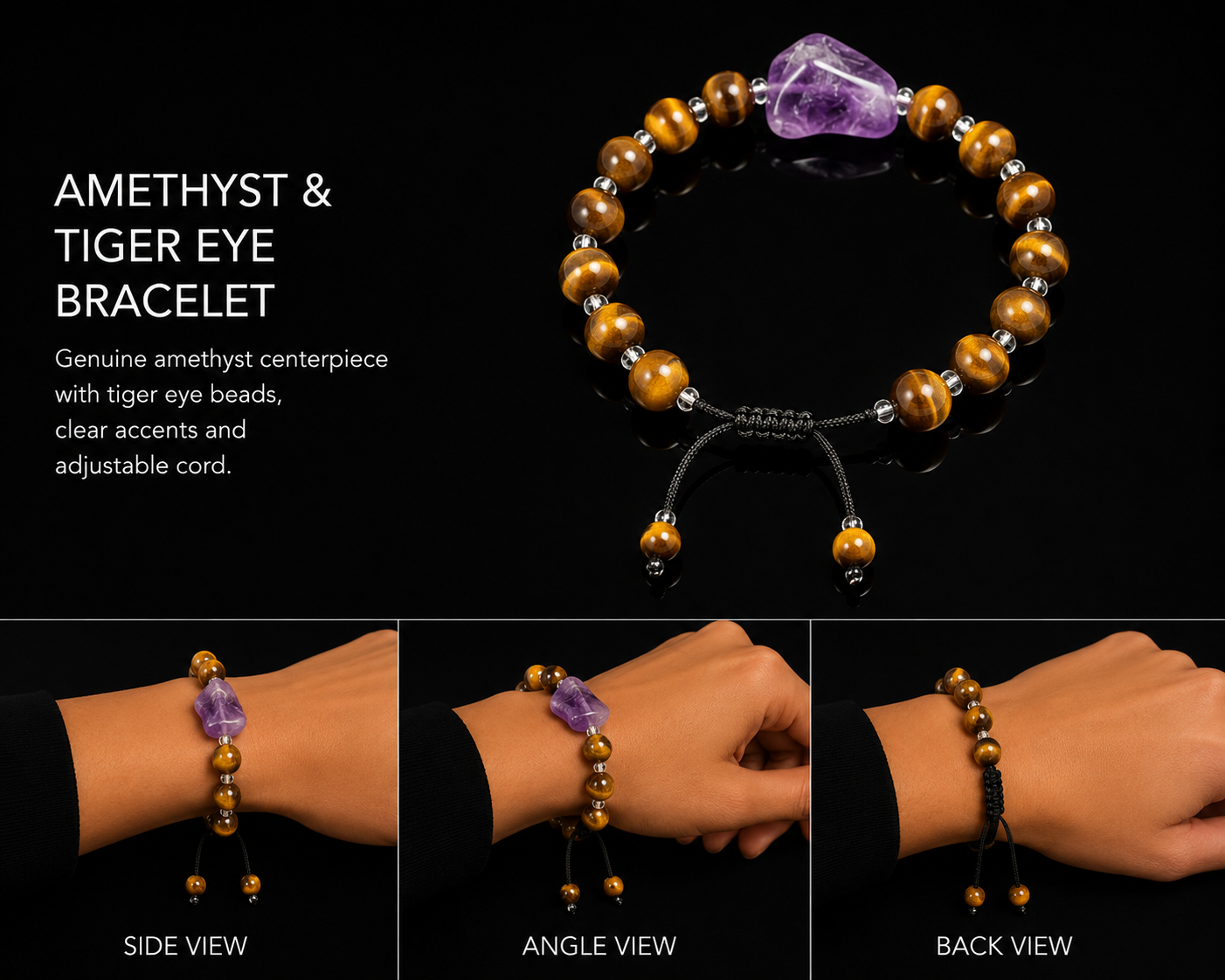 Healing Amethyst & Tigers Eye Bracelet