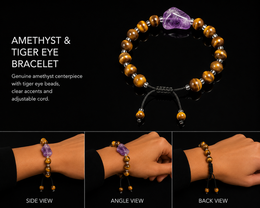 Healing Amethyst & Tigers Eye Bracelet