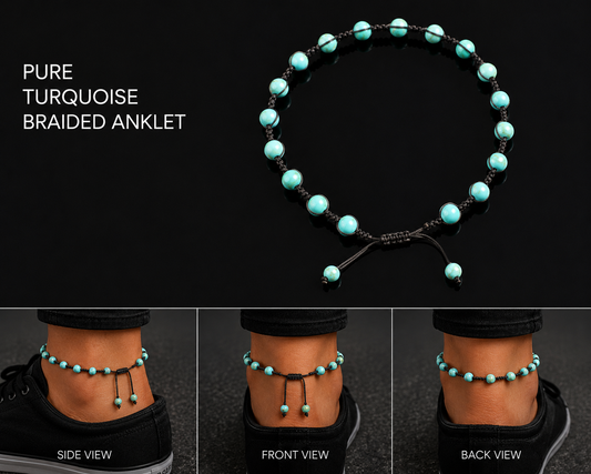Coastal Turquoise Braided Anklet