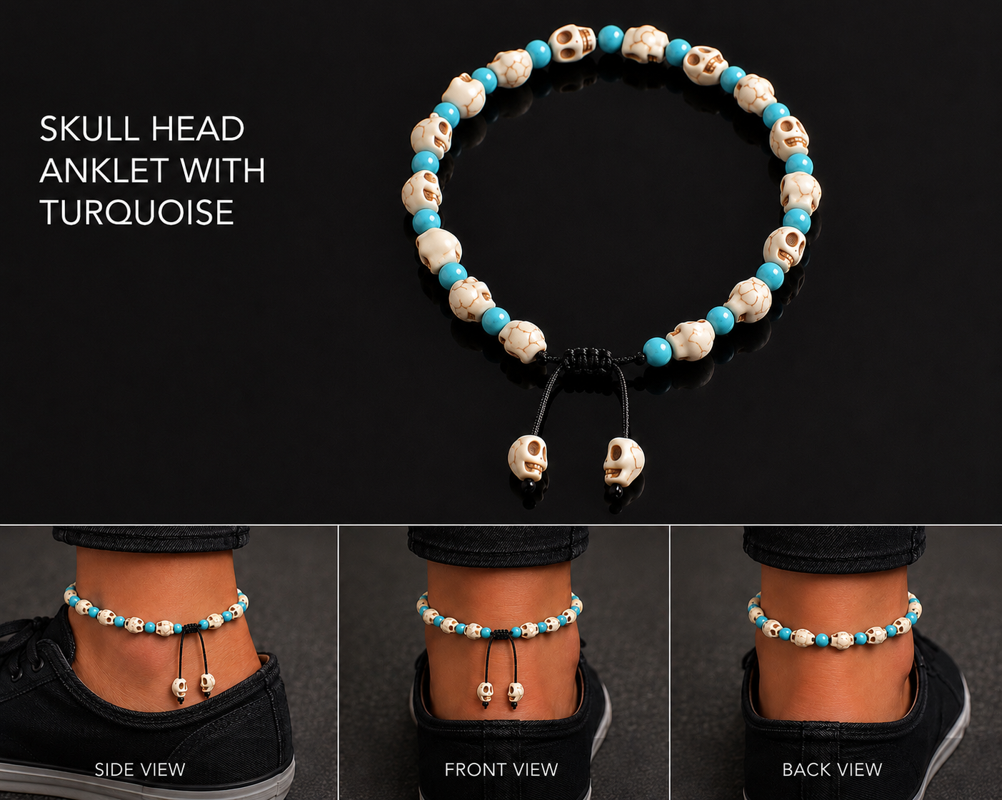 Desert Skull Turquoise Anklet
